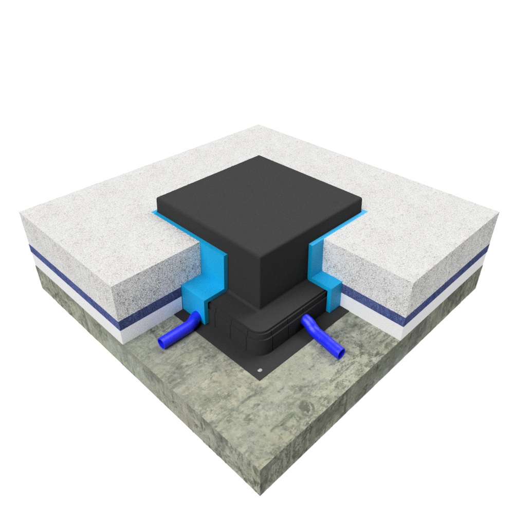 Produktbild UBD 320 356 - Kunststoff-Einbaubox, schwarz, inkl. Styroporklotz im Inneren, oben: 330x330mm, unten: 508x508mm, H: 150mm