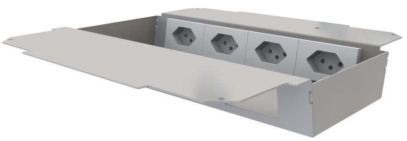 Produktbild UBD 321 326  -  Steckdoseneinsatz horizontal für 2x4 FLF, leer, mit 4x 1xT13, weiss