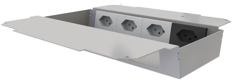 Produktbild UBD 321 327  -  Steckdoseneinsatz horizontal für 2x4 FLF, leer, mit 3x 1xT13, weiss, + 1xT13, schwarz