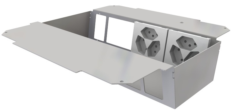 Produktbild UBD 321 334  -  Steckdoseneinsatz vertikal für 2x7 FLF, leer, mit 2x 3xT13, weiss