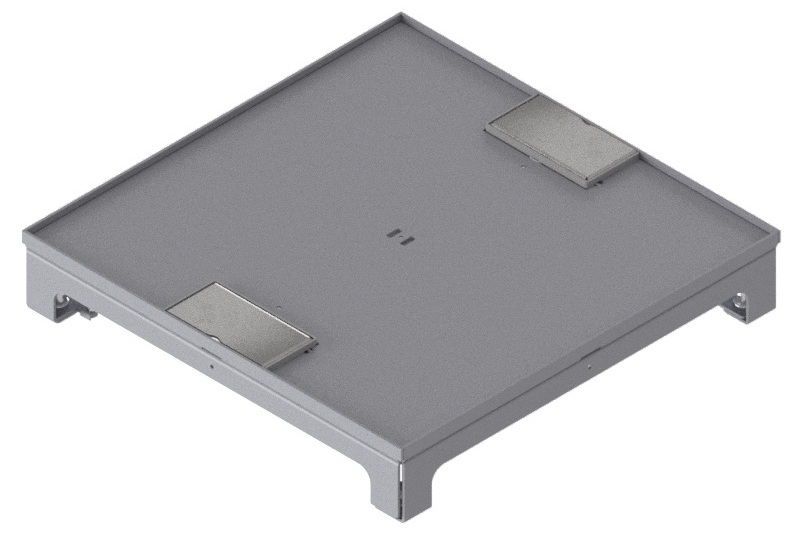 UBD 322 317 - Unterflur-Bodendose UBD 320 inkl. Deckel, flach (SVZ), ohne Kante, 5mm Vertiefung und 2 Schnurauslässe