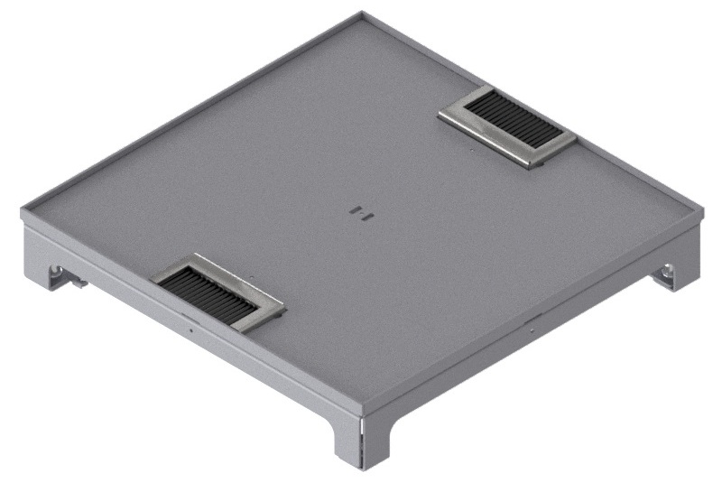 Produktbild UBD 322 318  -  Unterflur-Bodendose UBD 320 inkl. Deckel, flach (SVZ), ohne Kante, 5mm Vertiefung und 2 Bürstenauslässe