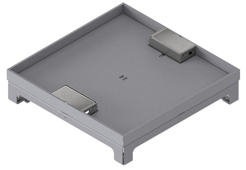 Produktbild UBD 324 203  -  Unterflur-Bodendose UBD 320 inkl. Deckel mit Kante, 20mm Vertiefung und 2 Schnurauslässe