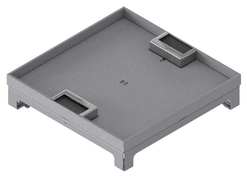 Produktbild UBD 324 204  -  Unterflur-Bodendose UBD 320 inkl. Deckel mit Kante, 20mm Vertiefung und 2 Bürstenauslässe