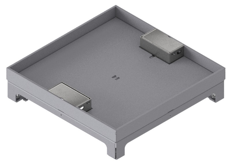 Produktbild UBD 324 253  -  Unterflur-Bodendose UBD 320 inkl. Deckel mit Kante, 25mm Vertiefung und 2 Schnurauslässe