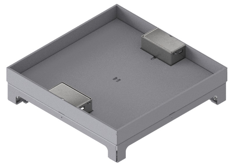 Produktbild UBD 324 303  -  Unterflur-Bodendose UBD 320 inkl. Deckel mit Kante, 30mm Vertiefung und 2 Schnurauslässe