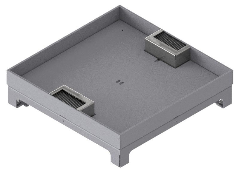 Produktbild UBD 324 304  -  Unterflur-Bodendose UBD 320 inkl. Deckel mit Kante, 30mm Vertiefung und 2 Bürstenauslässe