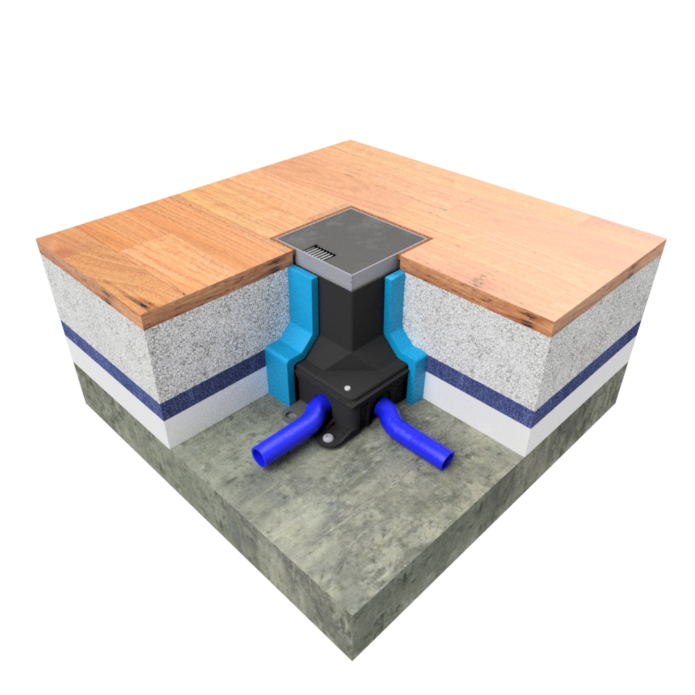 Produktbild UBD 100 100 - Unterflur-Bodendose UBD 100 inkl. belegtem Deckel aus Chromstahl, geschliffen, und 1 Bürstenauslass