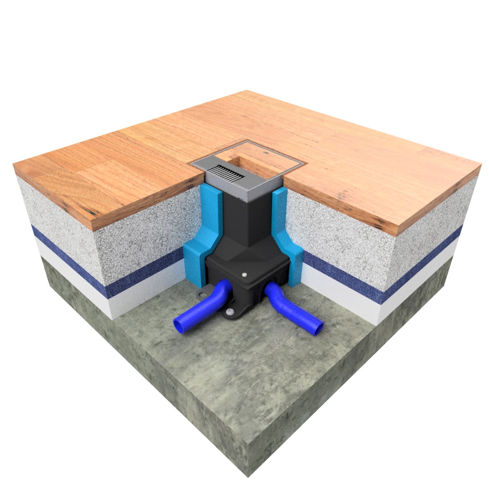 Produktbild UBD 100 101 - Unterflur-Bodendose UBD 100 inkl. Deckel mit Kante, 15mm Vertiefung und 1 Bürstenauslass