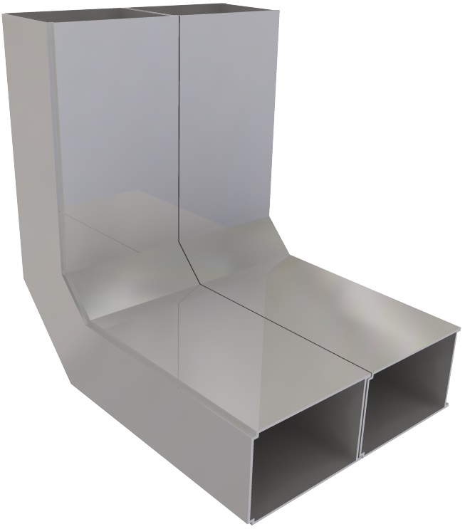 UFK 150 052  -  Vertikalkrümmer zu UFK 50, 2-zügig, 150 x 50 mm