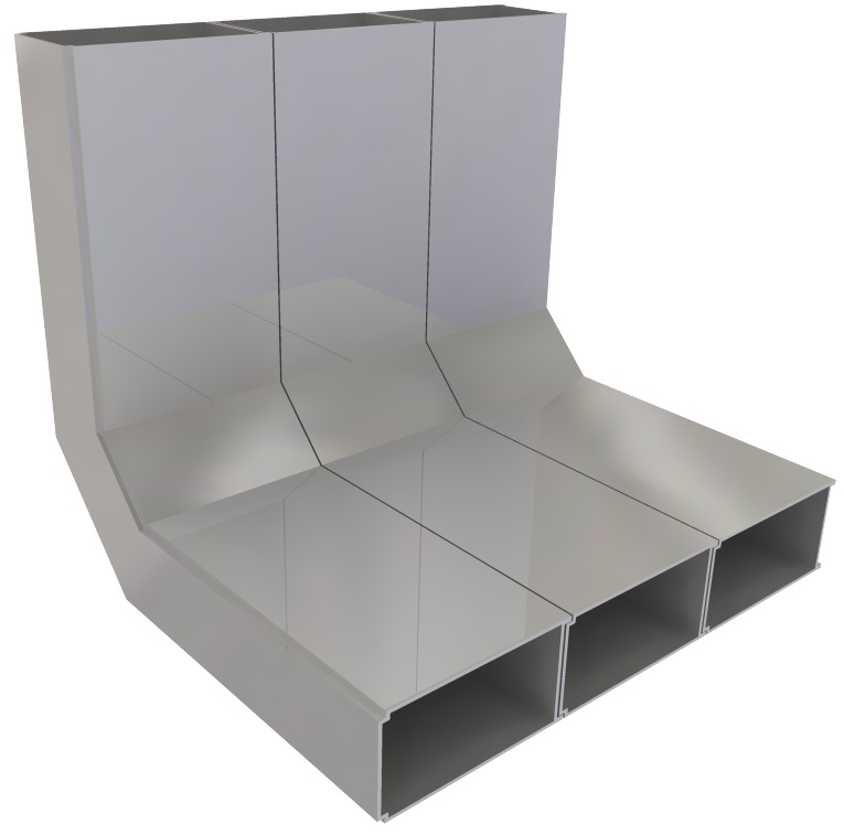 Produktbild UFK 225 042 - Vertikalkrümmer zu UFK 40, 3-zügig, 225 x 40 mm