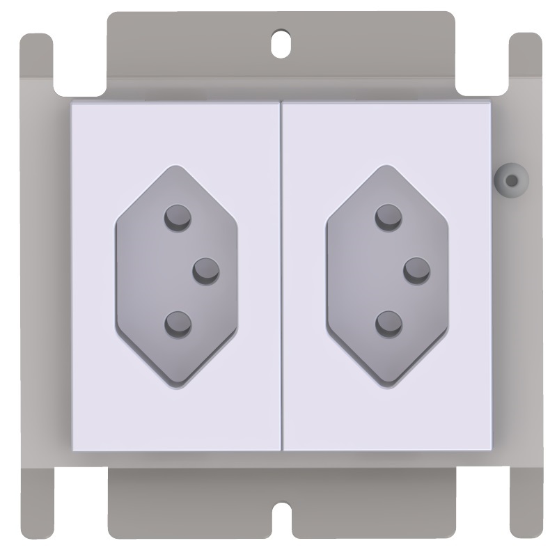 Produktbild UBD 100 117 - Steckdoseneinsatz für 2x FLF, leer, mit 2x T13 weiss